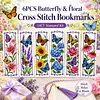14CT 2 Strands Cross Stitching Bookmark Kit 6PCS Single-Sided Stamped Embroidery Page Marker Set Vintage Stamped Cross Stitch Page Charm for Teachers Bookworms Women Readers (Butterfly Blooms) tapestrymarket