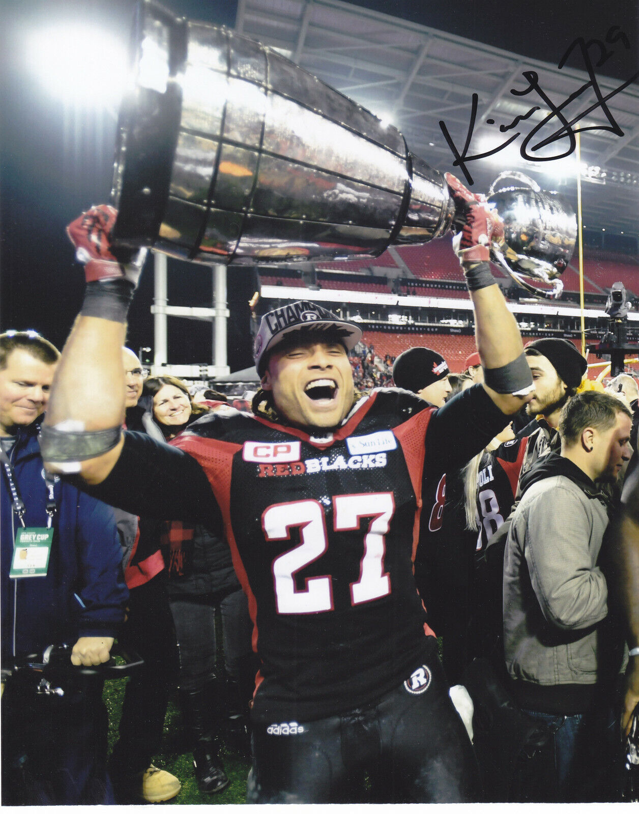 KIENAN LAFRANCE SIGNED AUTOGRAPHED OTTAWA RED BLACKS GREY CUP 8X10 Photo Poster painting