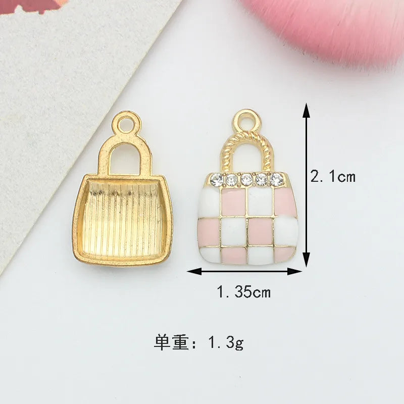 10 PCS/Package 1.5 * 20mm 14 * 14mm 7 * 12mm Alloy Rhinestones Pearl Number Heart Shape Bow Knot Polished Pendant