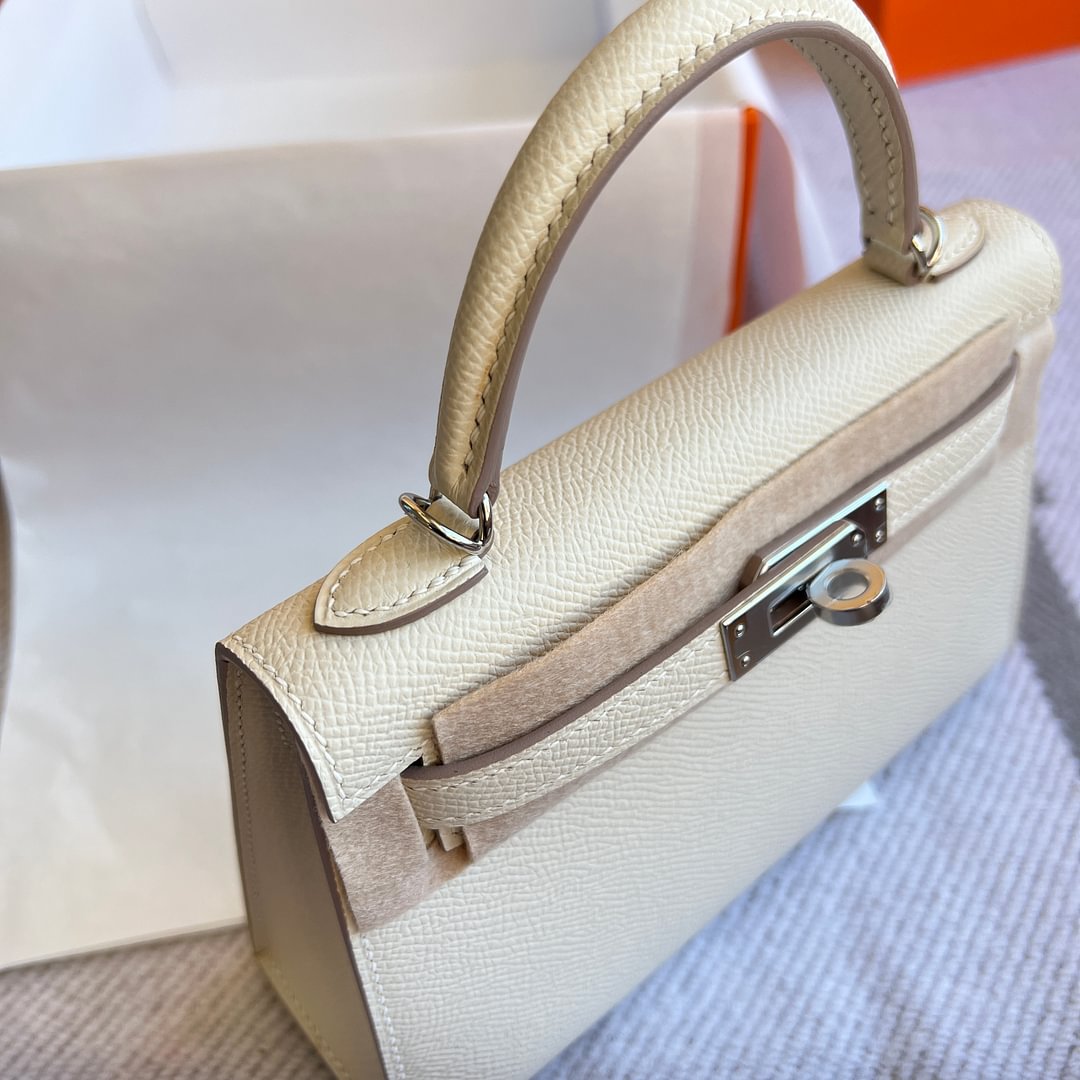 Mini Kelly II Epsom 10 Craie PHW