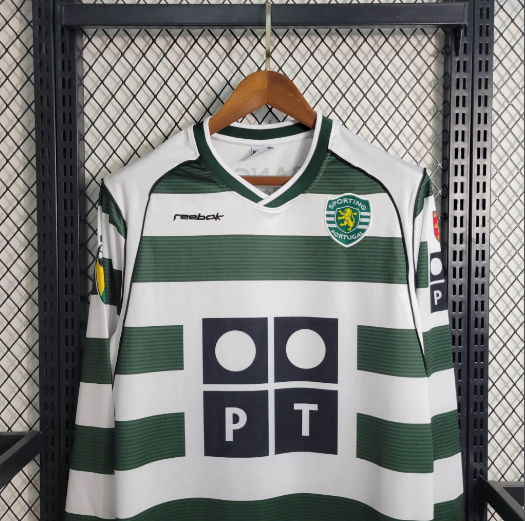 Retro 01-03 Sporting Lisbon Home Long Sleeve Football Shirt Thai Quality