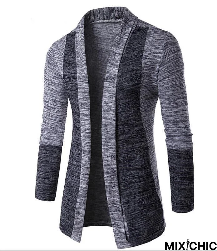 Men's Cardigan Stitching Contrast Sweater