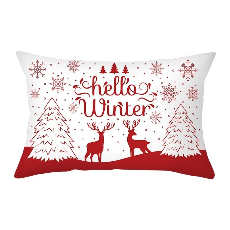 2021 Christmas Pillow Cover Decor Pillow Rectangle Polyester Cushion Cover 30x50 cm Cartoon Snowman Letter Printed Pillowcases