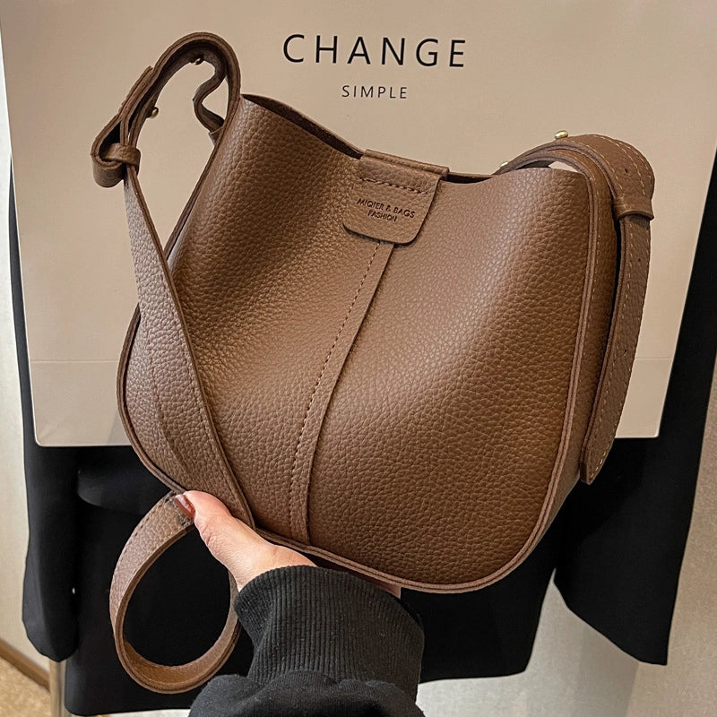 Women's Medium Pu Leather Solid Color Vintage Style Classic Style Bucket Magnetic Buckle Bucket Bag3