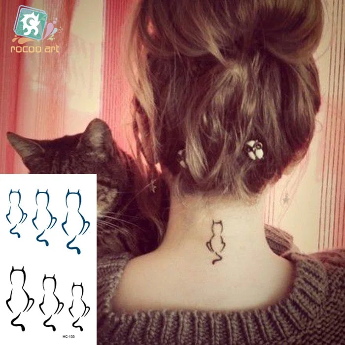 Small Temporary Tattoo Sticker G-dragon Same Black Smiling face Cat Star Pattern Water Transfer Body Art Fake Tatoo Women
