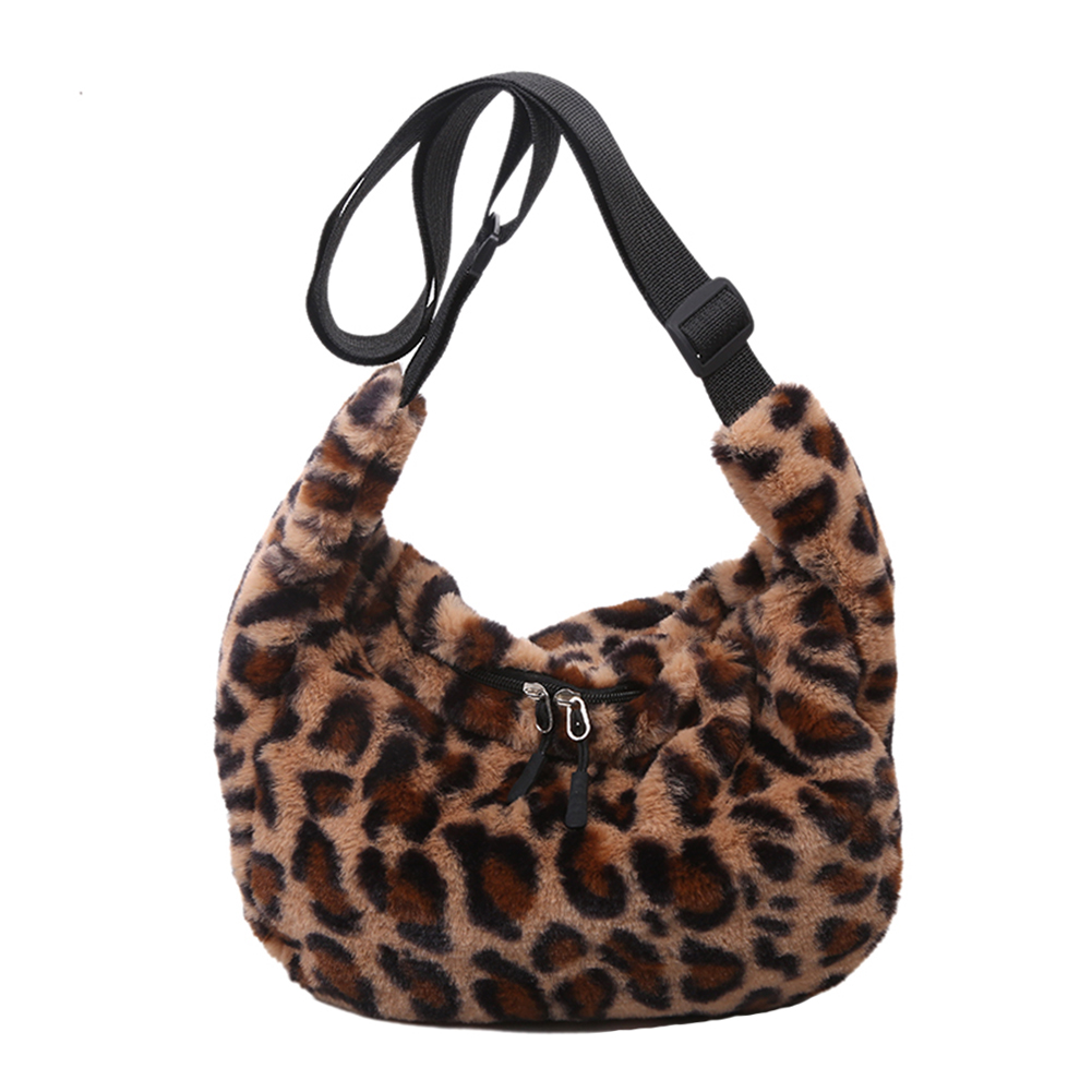 

Fashion Shoulder Handbag Retro Women Zipper Leopard Dumpling Crossbody Bag, 501 Original