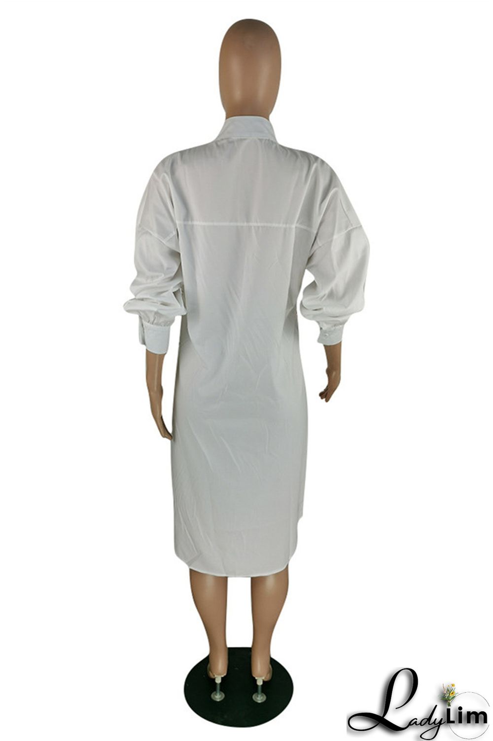 Blue Fashion Casual Striped Print Patchwork Shirt Collar Shirt Dress