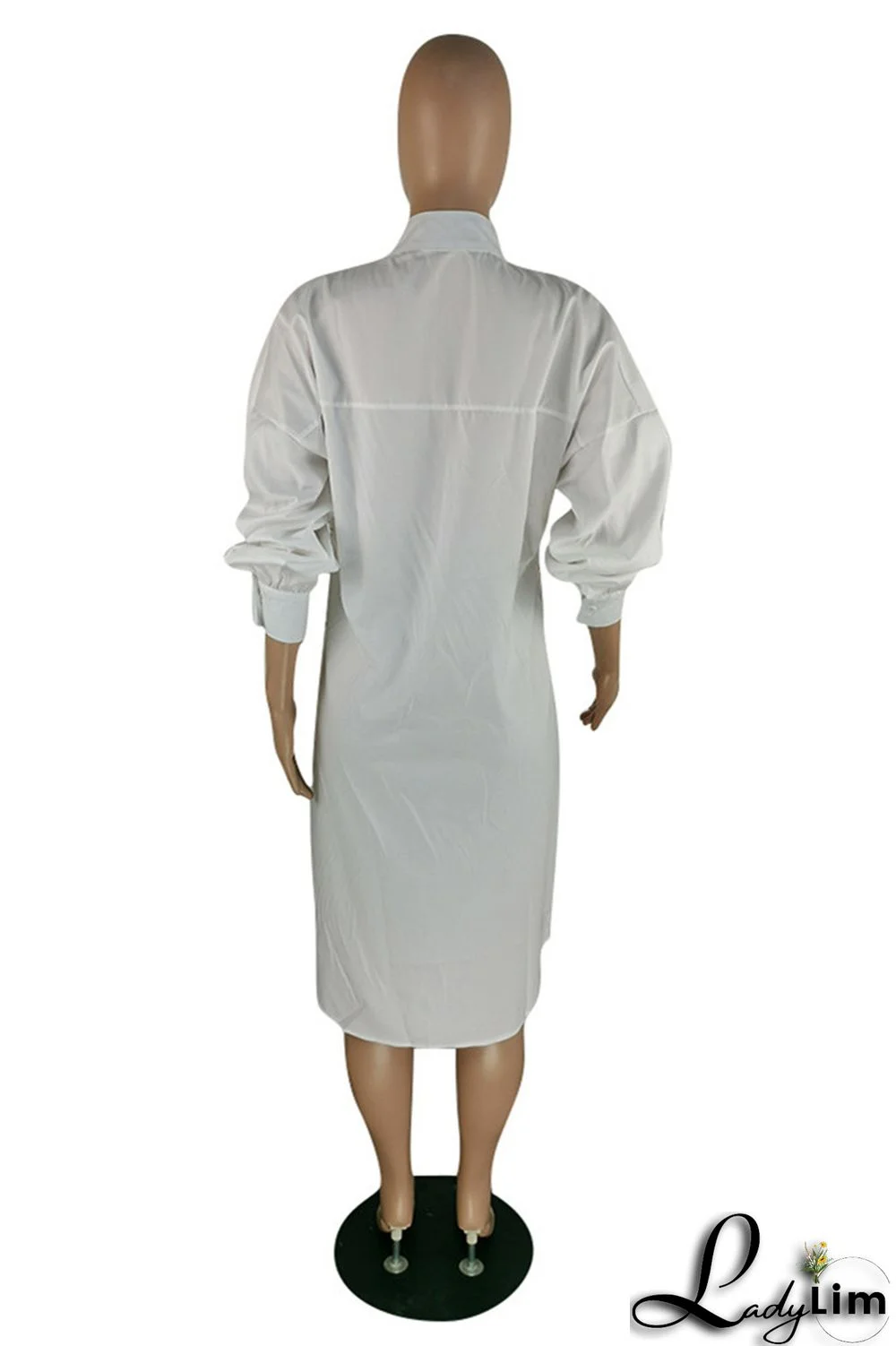 Blue Fashion Casual Striped Print Patchwork Shirt Collar Shirt Dress