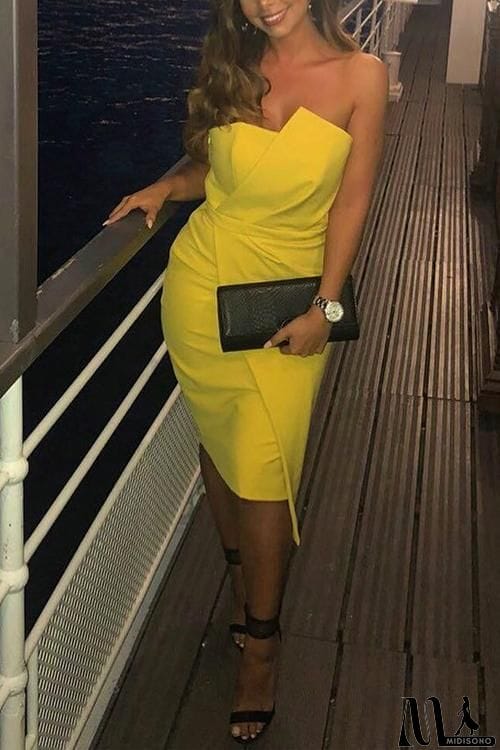 MidiSono - Off Shoulder Bodycon Irregular Mini Dress