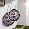 (18.5cm)DIY Acrylic Jigsaw Puzzle Window Hanging with Hanging Chain DIY Stained Glass Decoration Round Window Puzzle Decor for DIY Craft Project (Beauty)