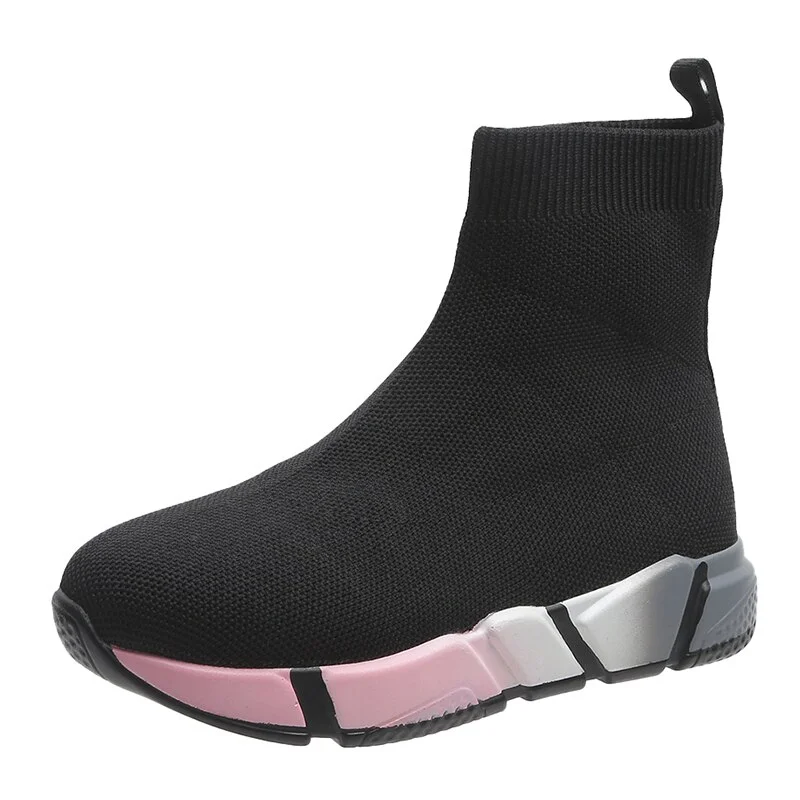 Qengg Brand Unisex Socks Shoes Breathable High-top Women Shoes Flats Fashion Sneakers Stretch Fabric Casual Slip-On Ladies Shoes