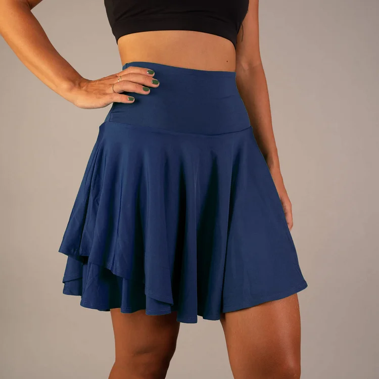 Wearshes High Waist Fake Two Piece Sports Skirt