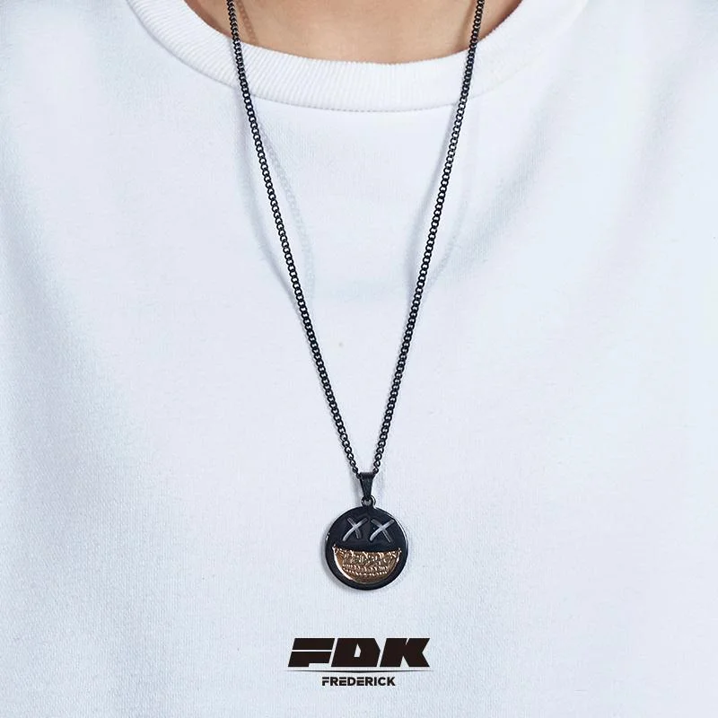 Hip Hop Titanium Steel Smiley Necklace