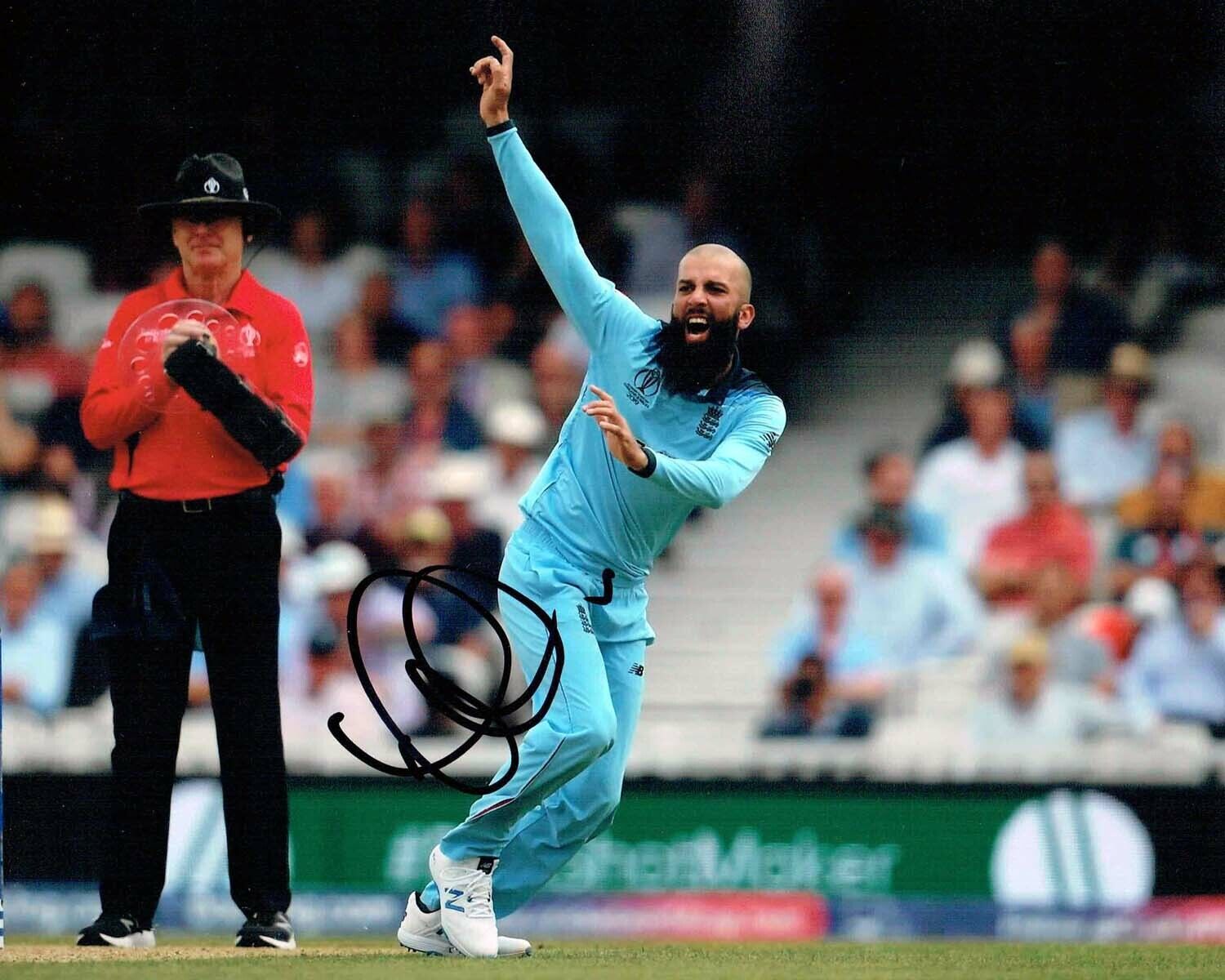 Moeen ALI Signed Autograph 10x8 England Cricket World Cup Photo Poster painting 1 AFTAL COA