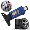Portable Vehicle Tire Wear Checker 0.01mm Resolution Universal Auto Measuring Depth Gauge with LCD Display & Inch/MM Conversion Lightweight for Cars Trucks Motorcycles (Blue)