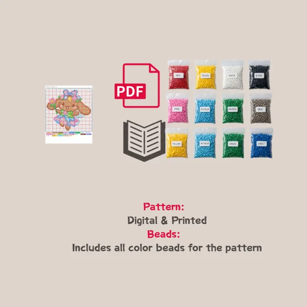 Fairy Mocha Pixel Pattern Fuse Bead Kit  | Cute DIY Fuse 1847 Beads Set