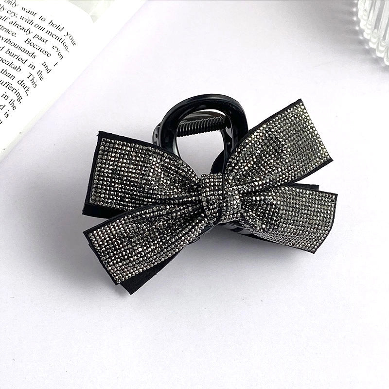 Women’s Minimalist Commute Bow Knot Plastic Inlay Rhinestones Hair Claws