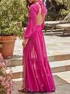 Solid Color Deep V-Neck Long Sleeves Maxi Dress