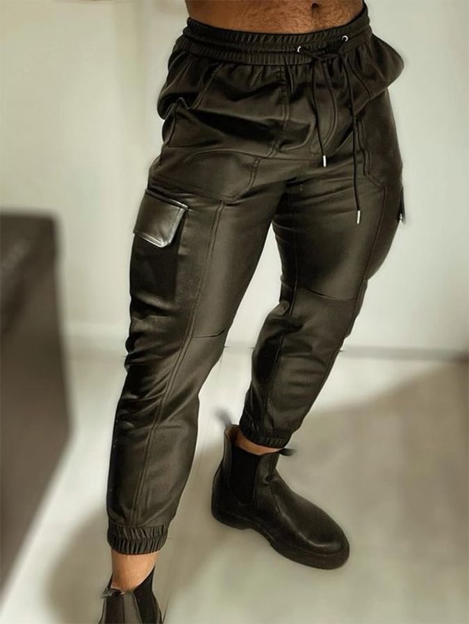 Men's PU Leather Casual Pants 