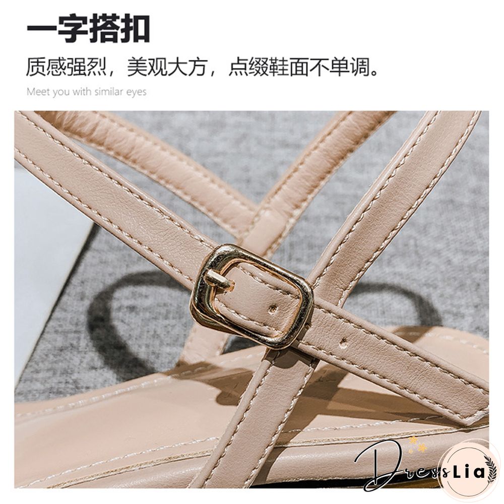 Summer Low Heel Women's Sandals Fashion Strap Design Princess Girl Shoes Large Size Black Outer Wear Slippers Free Shipping