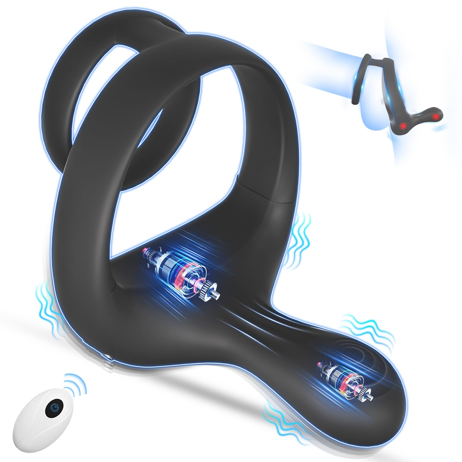 Vibrating Cock Rings Taint Stimulator With Dual Motors 9 Vibrations - Rose Toy