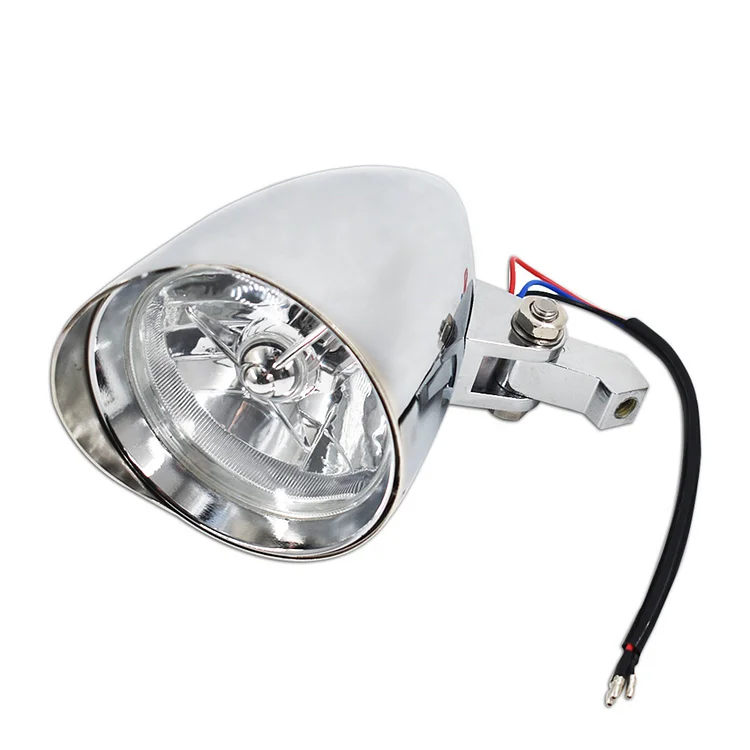 SEBLAFF Motorcycle 12V Chrome Visor Headlight Lamp Replacement for Chopper Dyna