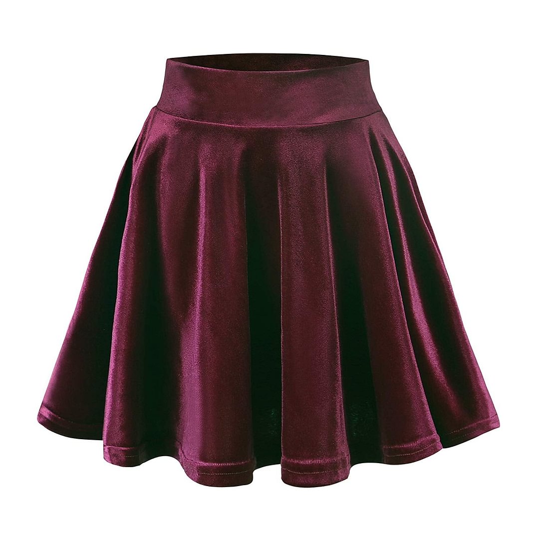 Skater Skirt Women's Vintage Velvet Stretchy Mini Flared Skater Skirt