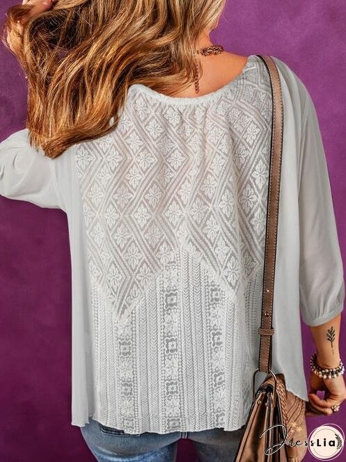 Lace Detail Round Neck Blouse