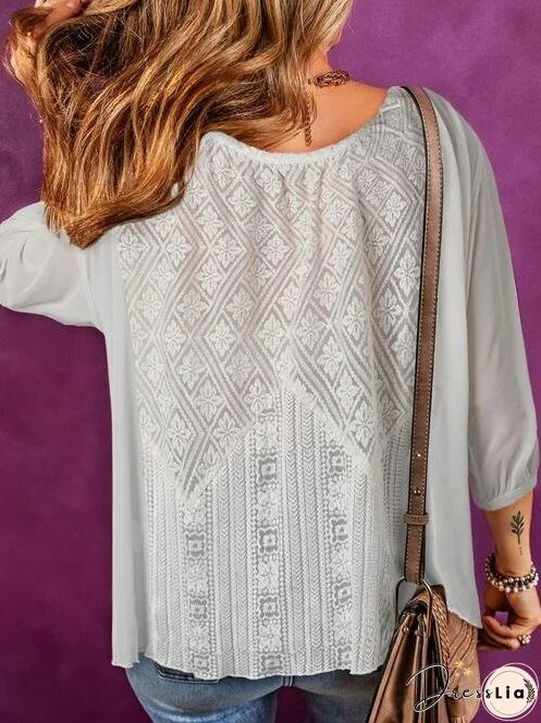 Lace Detail Round Neck Blouse