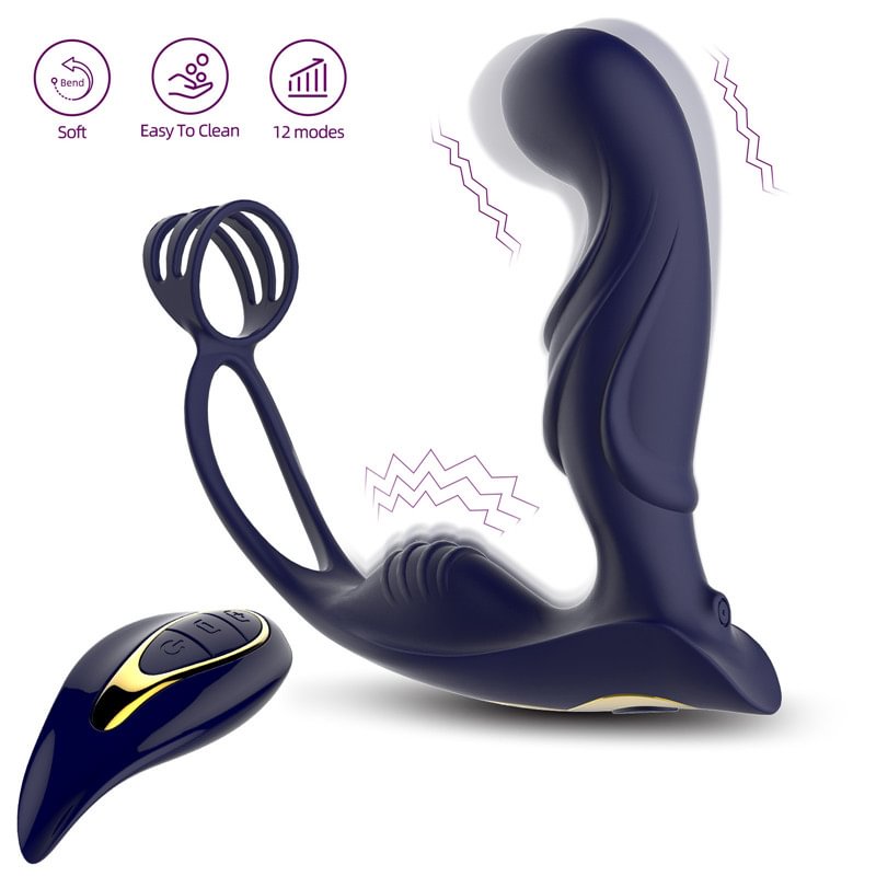 Wireless Remote Control Vibrating Male Prostate Vibrating Massager Penis Ring 