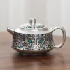 Multifunctional Ceramic Teapot Sterling Silver Side Handle Teapot Fairness Cup Kung Fu Tea Set Silver Plated Health Anti-Scalding Teapot Portable Travel Tea Set