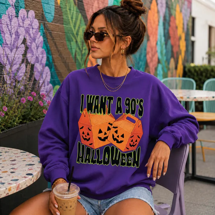 I Want a 90's Halloween ~ Unisex Crewneck Sweatshirts Printed in the USA