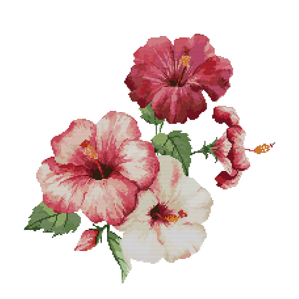 

43*43CM - 14CT Stamped Cross Stitch-Flowers Series, 501 Original