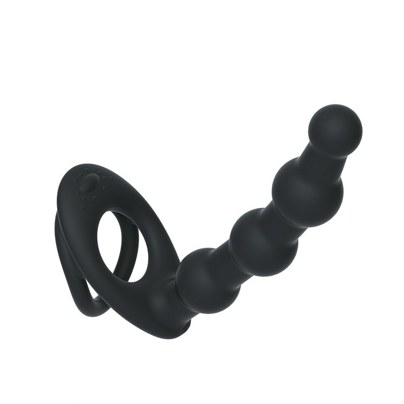 Dual Cock Rings with Anal Beads/Dildo For Couples 