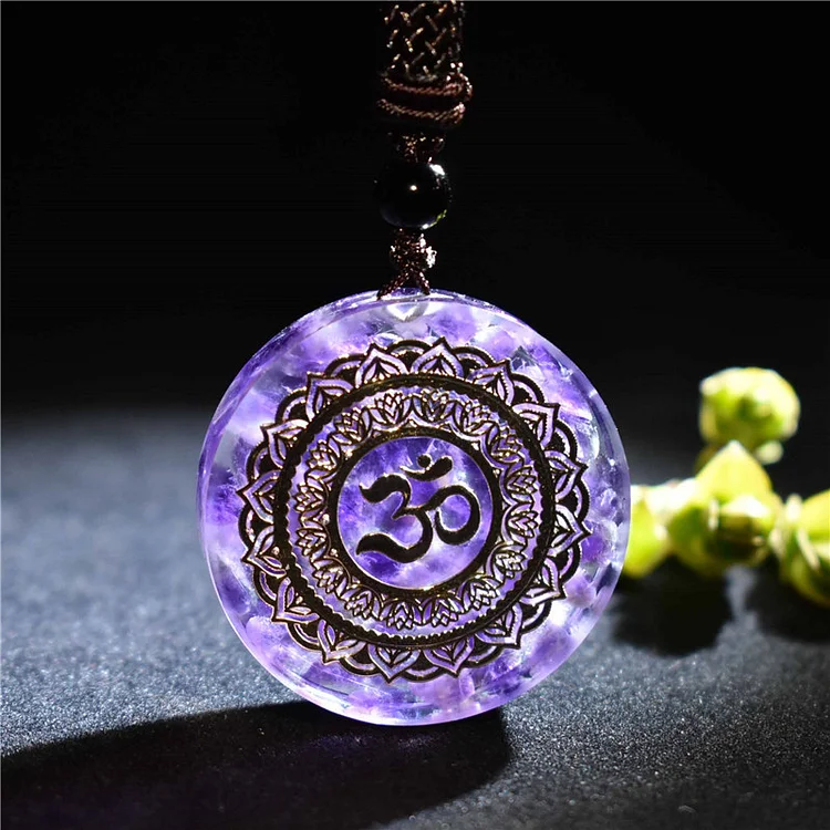 Amethyst OM Symbol Symbol Necklace