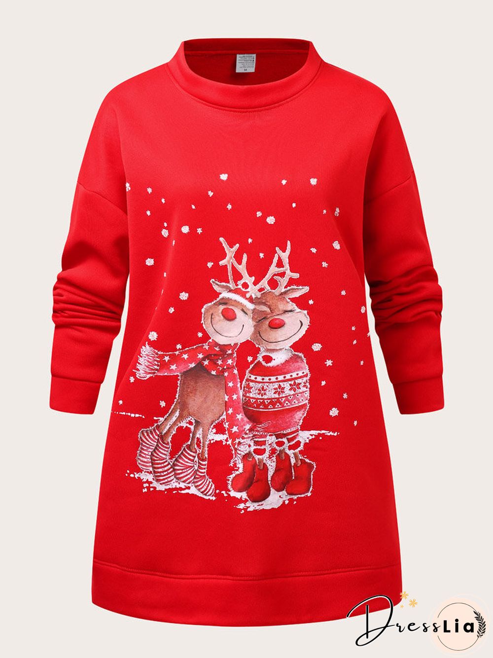 Christmas Cartoon Print Casual O-neck Loose Sweatshirt
