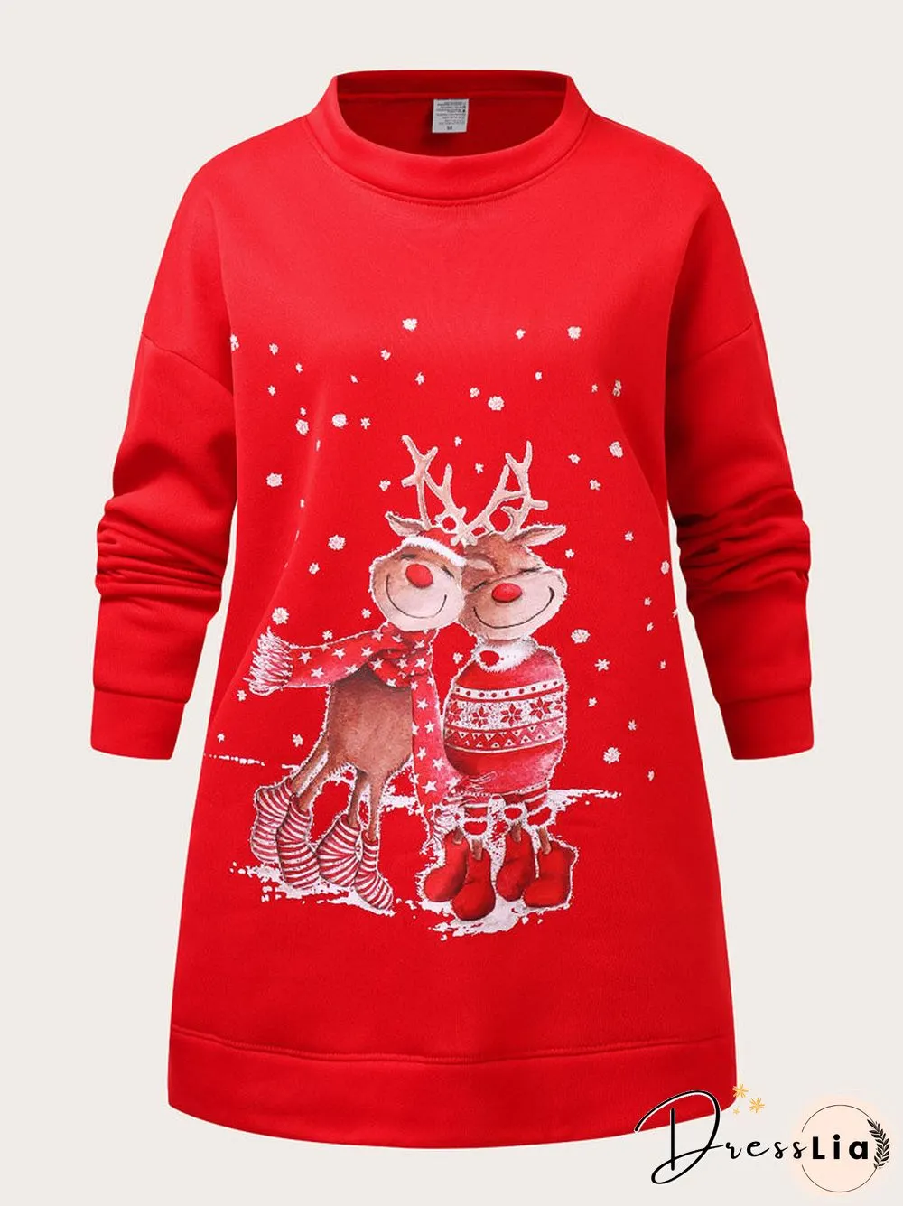 Christmas Cartoon Print Casual O-neck Loose Sweatshirt