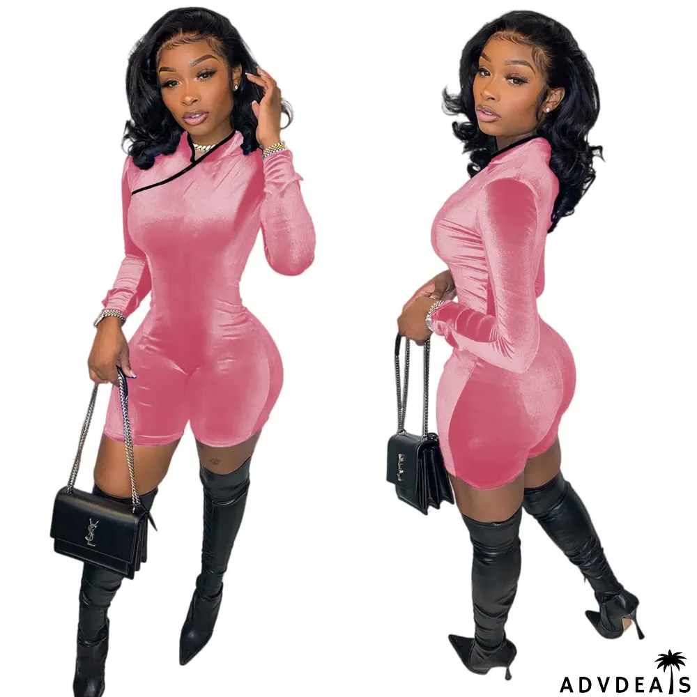 Women's Sexy Fashion Cheongsam Style Zipper Velvet Cargo Shorts