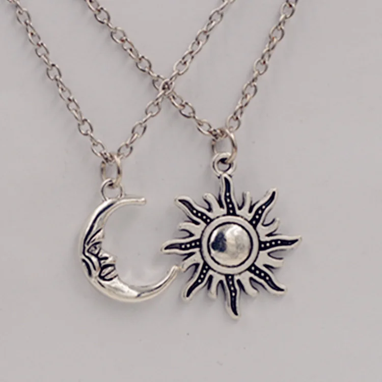 Valentine's Day Moon Sun Short Necklace Men's and Women's Alloy Electroplating Tattoo Pendant DMladies