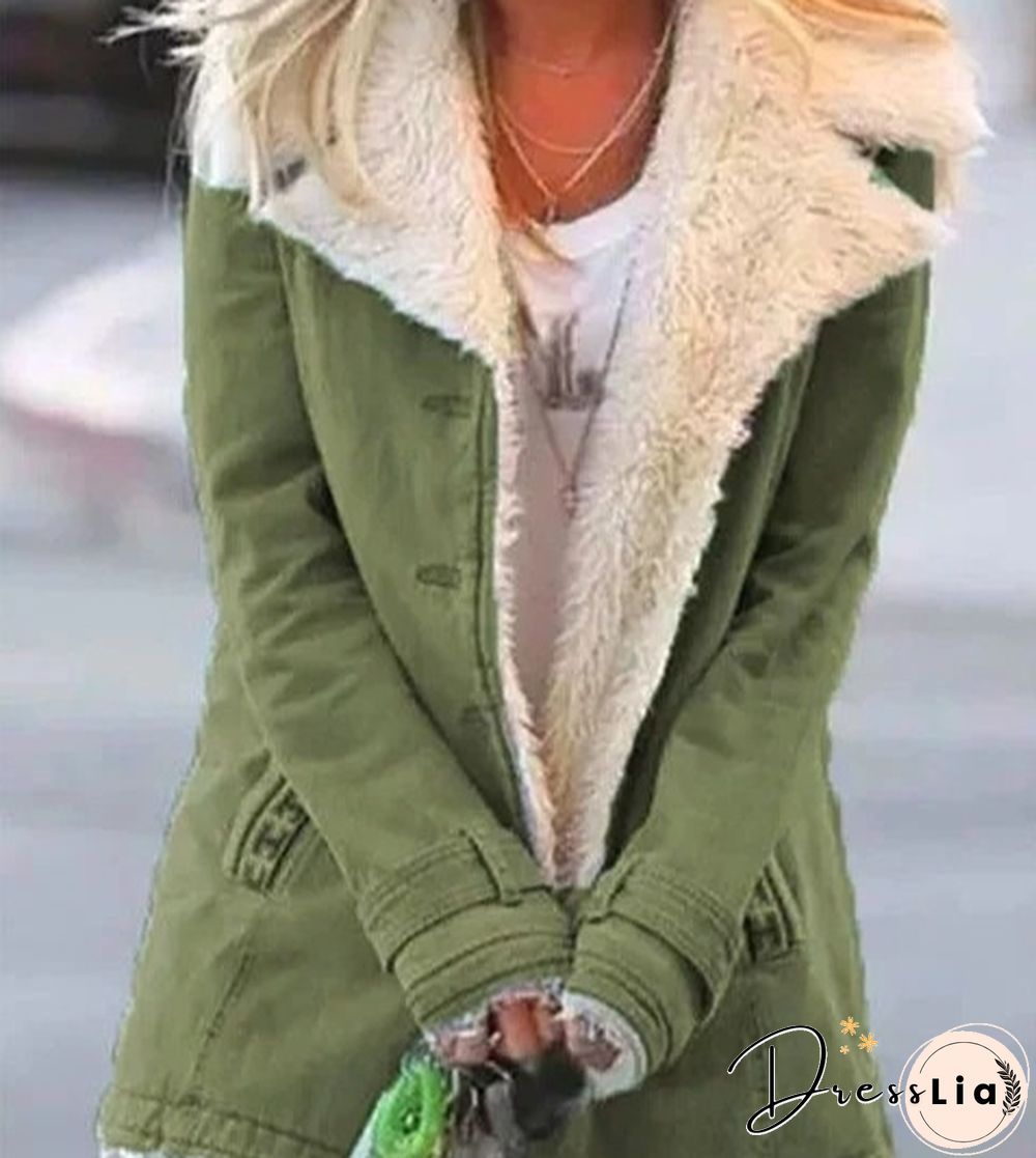 Winter Womens Fashion Denim Jacket Plus Velvet Warm Long-Sleeved Thicker Motorcycle Lapels