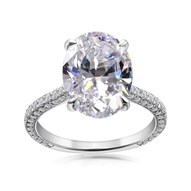 Luxury Oval Shaped Created White Diamond Halo Ring