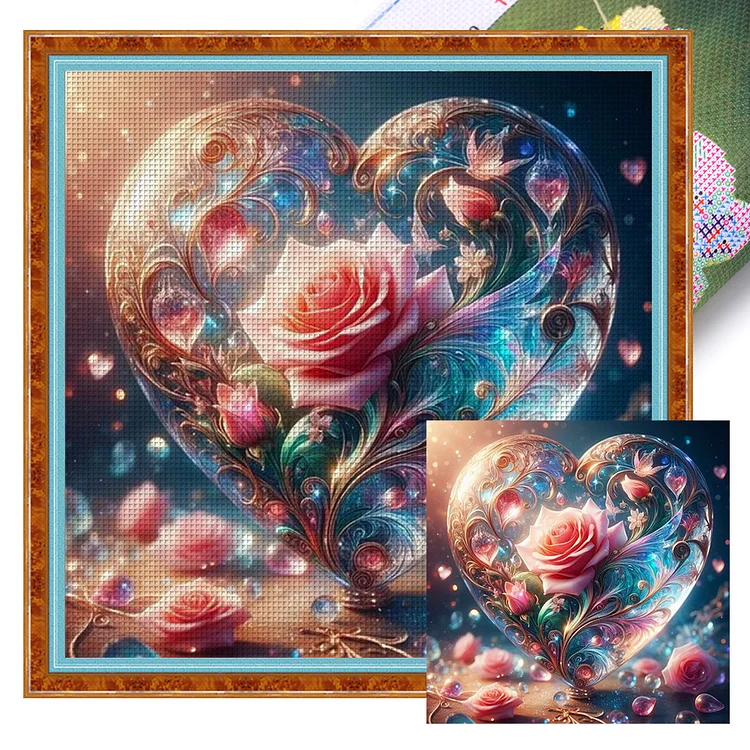 Love Rose Landscape 11CT Stamped Cross Stitch 50*50CM