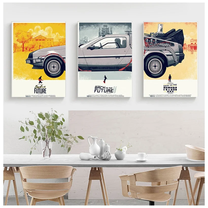 Back To The Future Car Poster Art Paintings Silk Canvas Poster Print Classic Movie Pictures Home Decor Boy Kid Gift