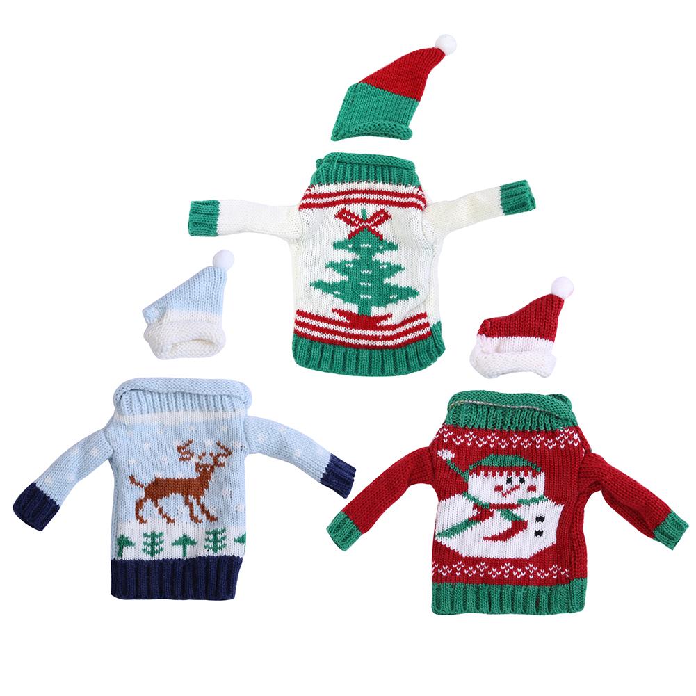 

Knitting Christmas Wine Bottle Cover Set Bottle Sweater With Hat Xmas Decor, 501 Original
