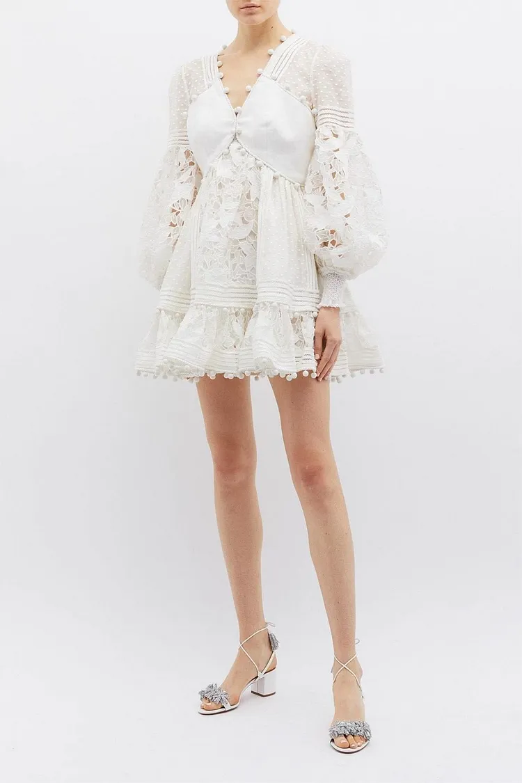 LANTERN SLEEVE MINI DRESS 25S IN SILK 266357