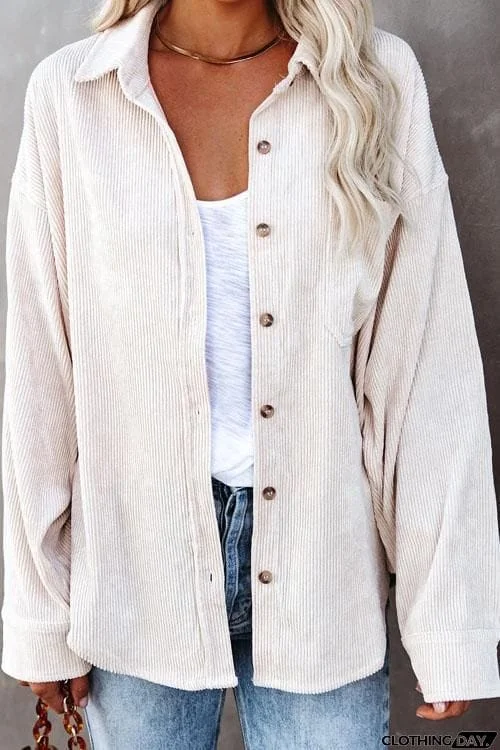 Cool Corduroy Casual Coat Top