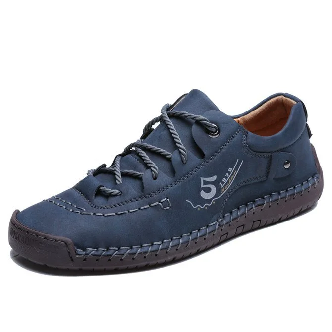 Men Microfiber Leather Hand Stitching Comfort Soft Casual Shoes