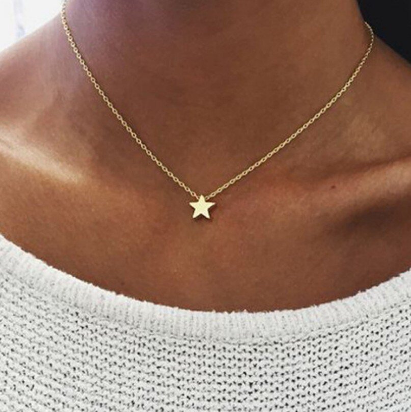 UsmallLifes King  Five-pointed star pendant necklace creative retro simple alloy clavicle chain US Mall Lifes