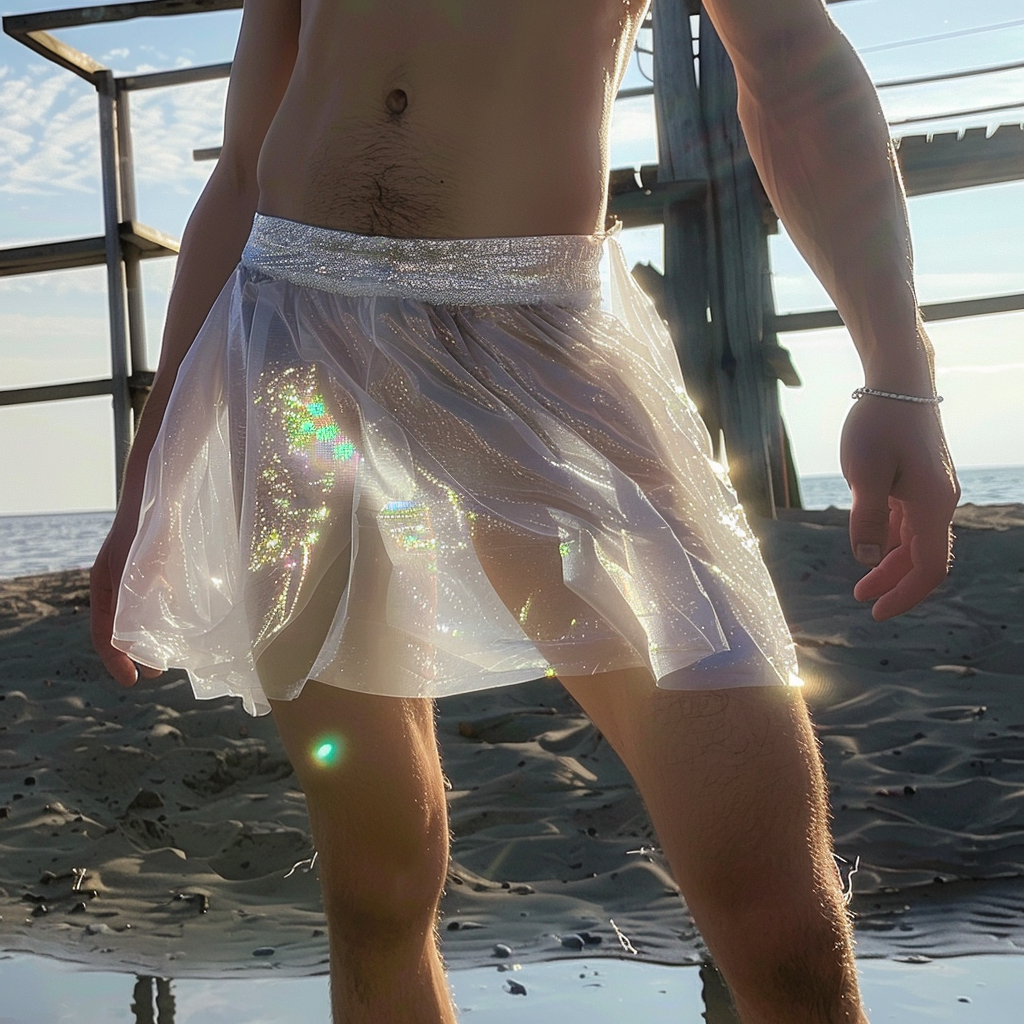 Men's Shiny Sheen Chiffon Light Gauze Party Skirt