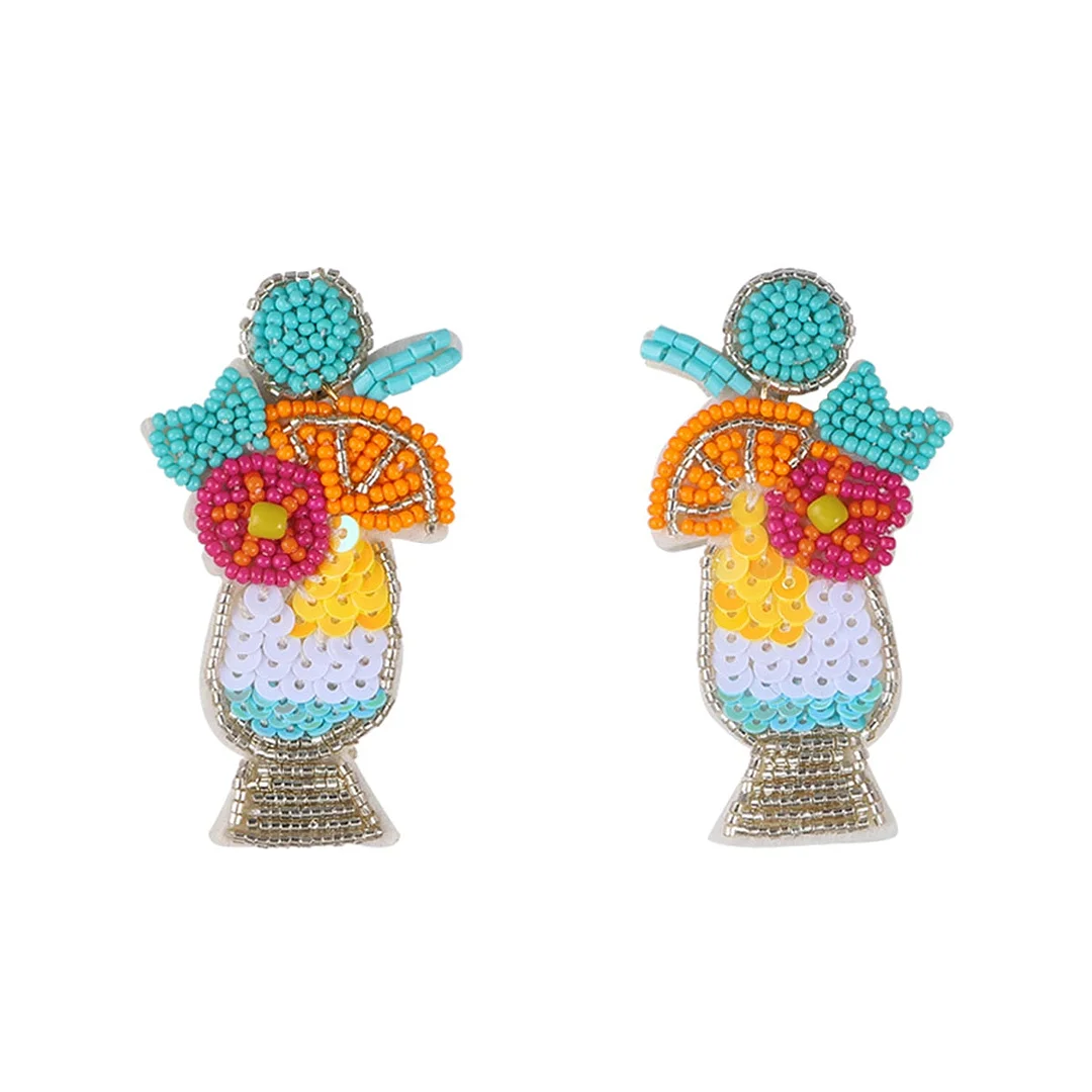 Dvacaman Bohemian Colourful Weave Beaded Flower Statement Drop Earrings Women Ethnic Handmade Seed Beads Dangle Earrings Jewelry